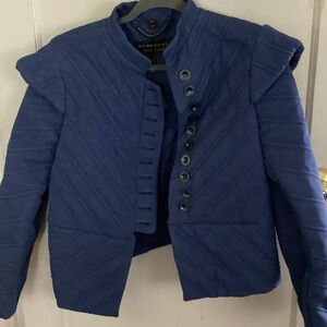 EUC Burberry Navy Quilted Ramie Cotton Military Jacket